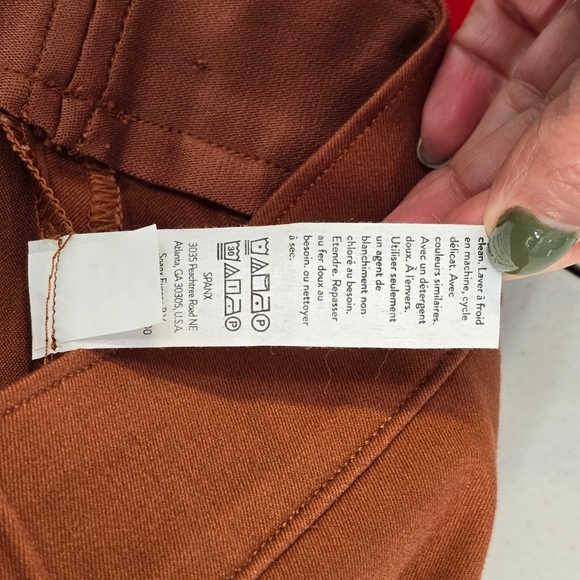 Spanx On The Go Ankle Slim Straight Trousers Pants L Bronze Glow Brown - Picture 11 of 12